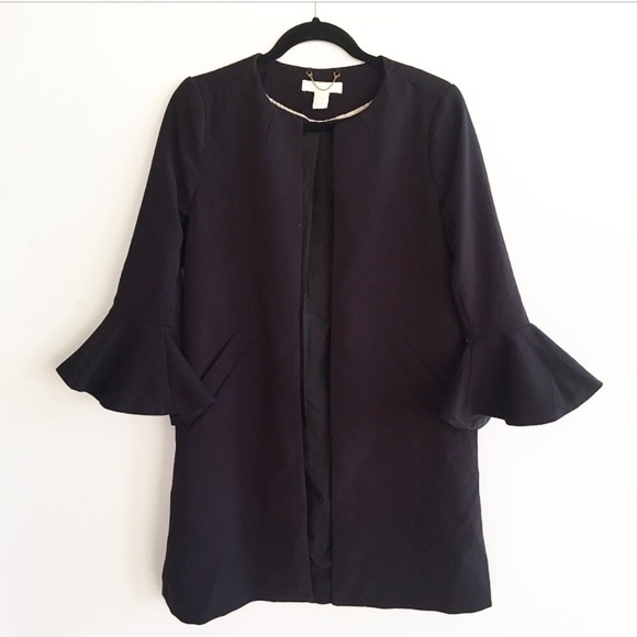 H&M Jackets & Blazers - Adorable 3/4 Ruffle Sleeve Black Jacket from H&M